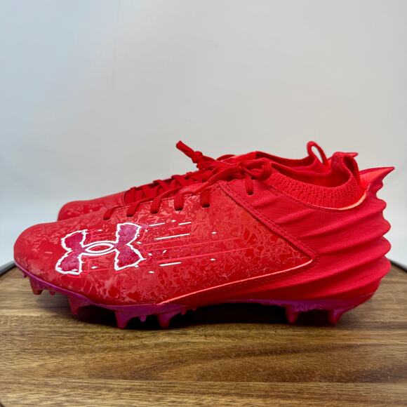 Under Armour Blur Smoke Suede 2.0 MC Red Football Cleats Men's Size 8 NEW - Picture 3 of 9